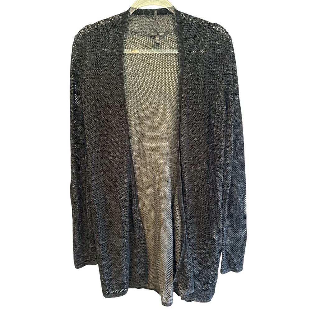 Eileen Fisher Open Knit 100% Tencel Lyocell Long Cardigan Size S